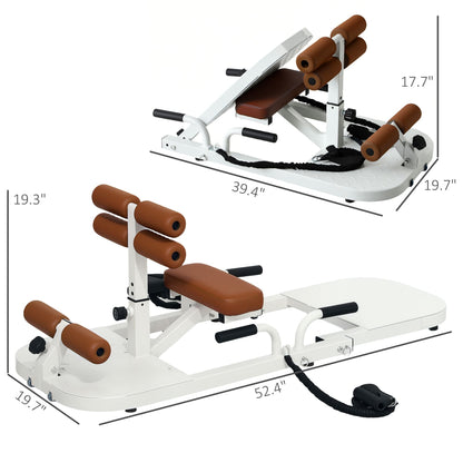 Foldable Sissy Squat Machine, Hip Thrust Machine with Push Up Stand, Multipurpose Glute Workout Equipment, White - Renee Lane Company