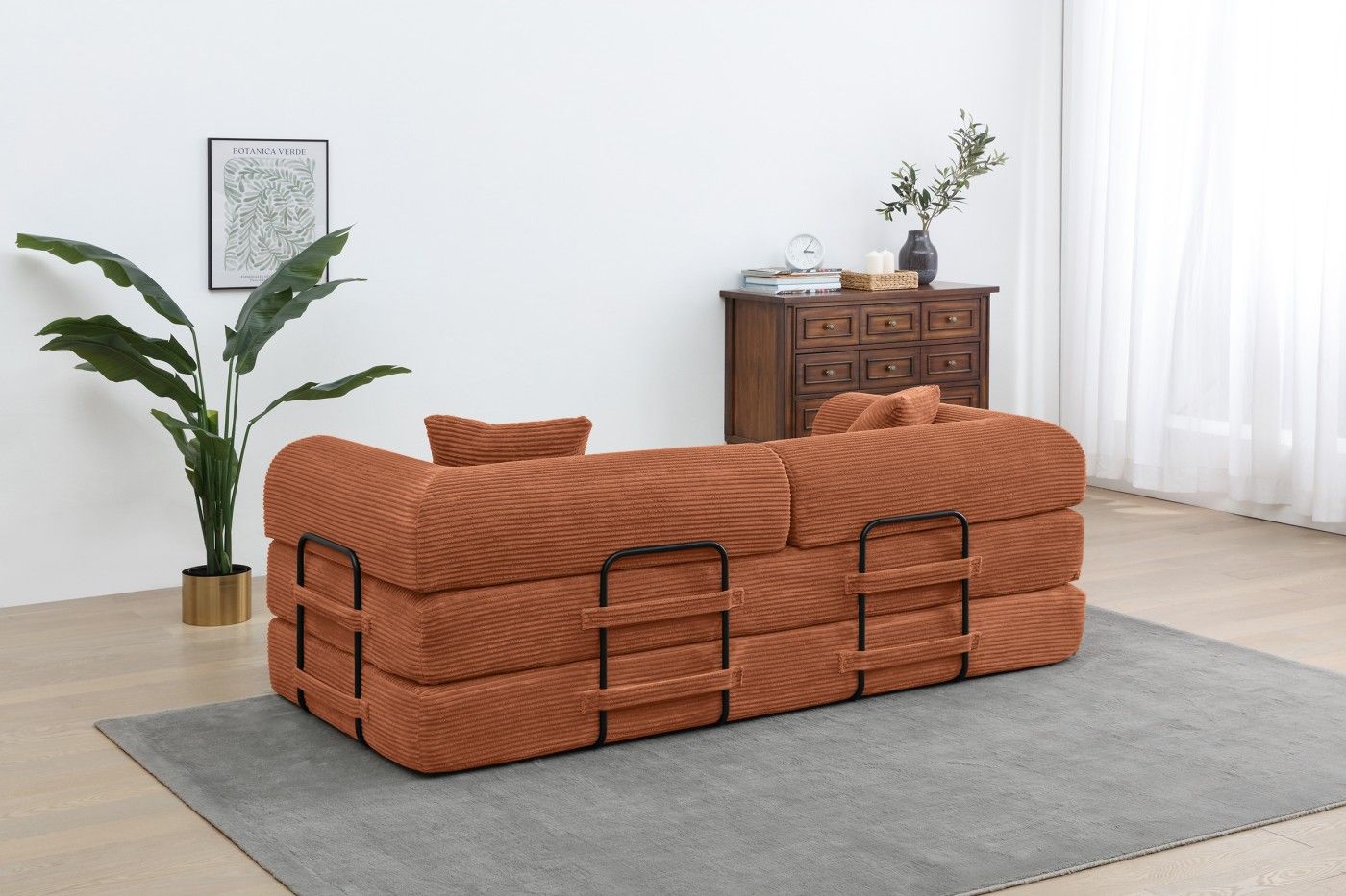 Foldable Sofa Bed, 77.9'' Folding Floor Couch, Compressed Convertable Sleeper Sofa, Memory Foam Couch with Pillow Back Support Armrest, 4-in-1 Futon Sofa Bed for Living Room, Army green - Renee Lane Company