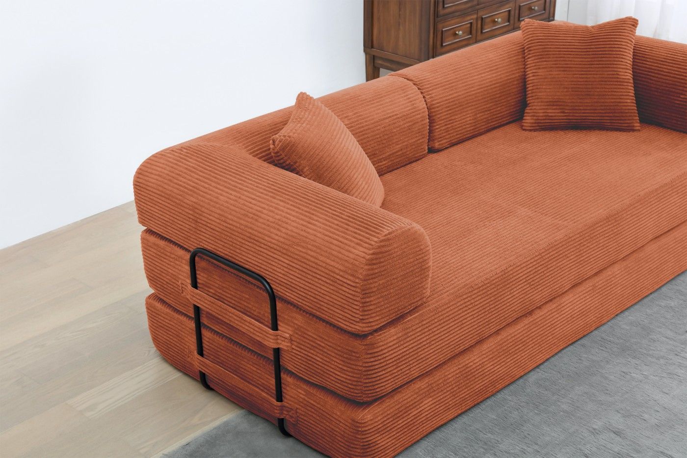 Foldable Sofa Bed, 77.9'' Folding Floor Couch, Compressed Convertable Sleeper Sofa, Memory Foam Couch with Pillow Back Support Armrest, 4-in-1 Futon Sofa Bed for Living Room, Army green - Renee Lane Company