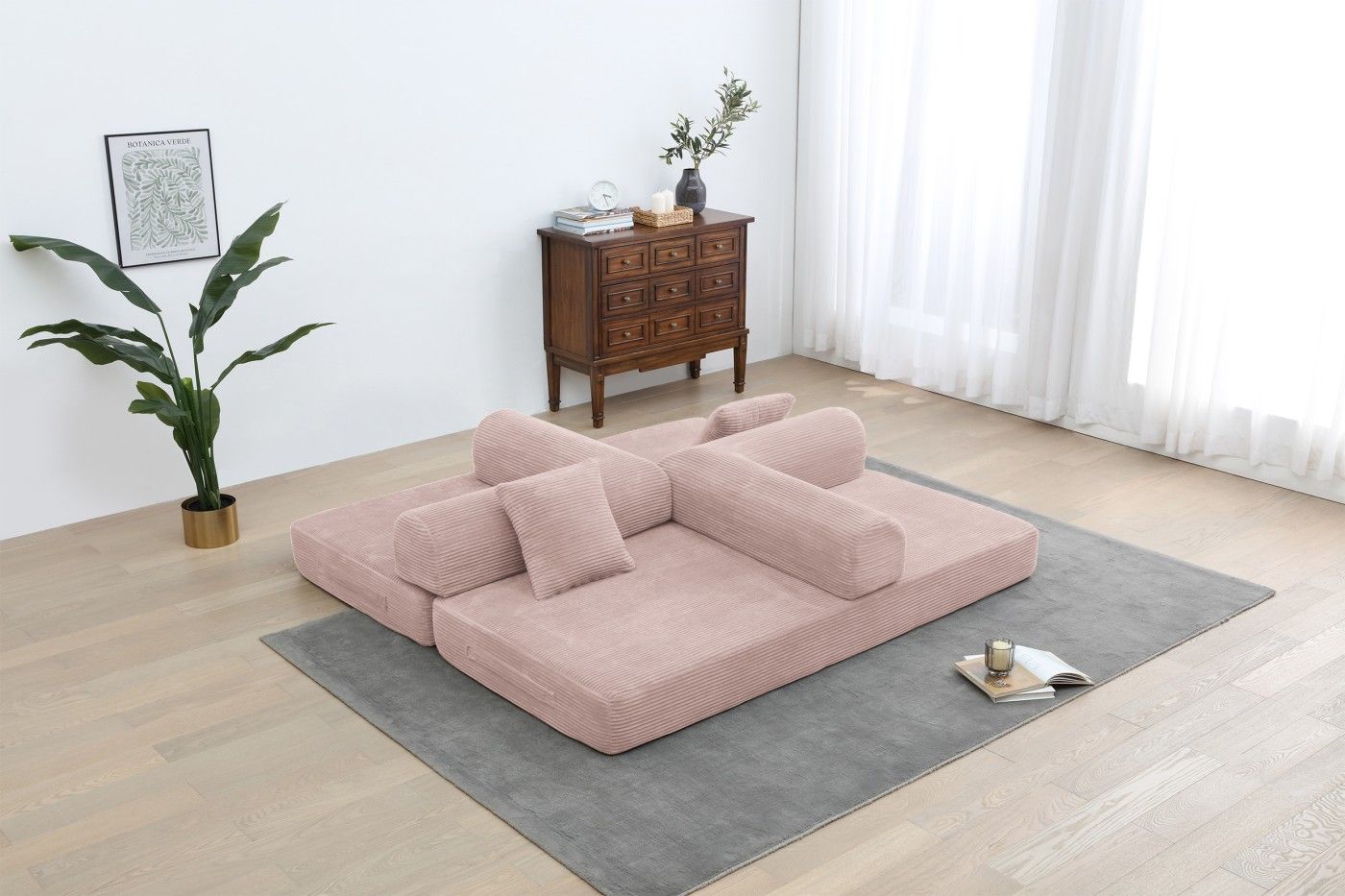Foldable Sofa Bed, 77.9'' Folding Floor Couch, Compressed Convertable Sleeper Sofa, Memory Foam Couch with Pillow Back Support Armrest, 4-in-1 Futon Sofa Bed for Living Room, Army green - Renee Lane Company