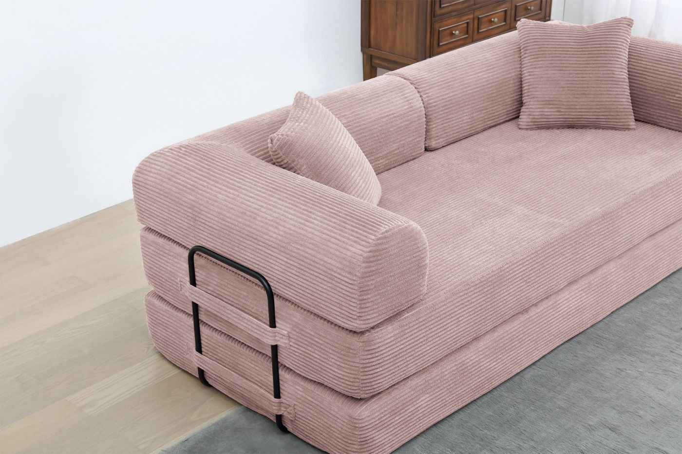 Foldable Sofa Bed, 77.9'' Folding Floor Couch, Compressed Convertable Sleeper Sofa, Memory Foam Couch with Pillow Back Support Armrest, 4-in-1 Futon Sofa Bed for Living Room, Army green - Renee Lane Company