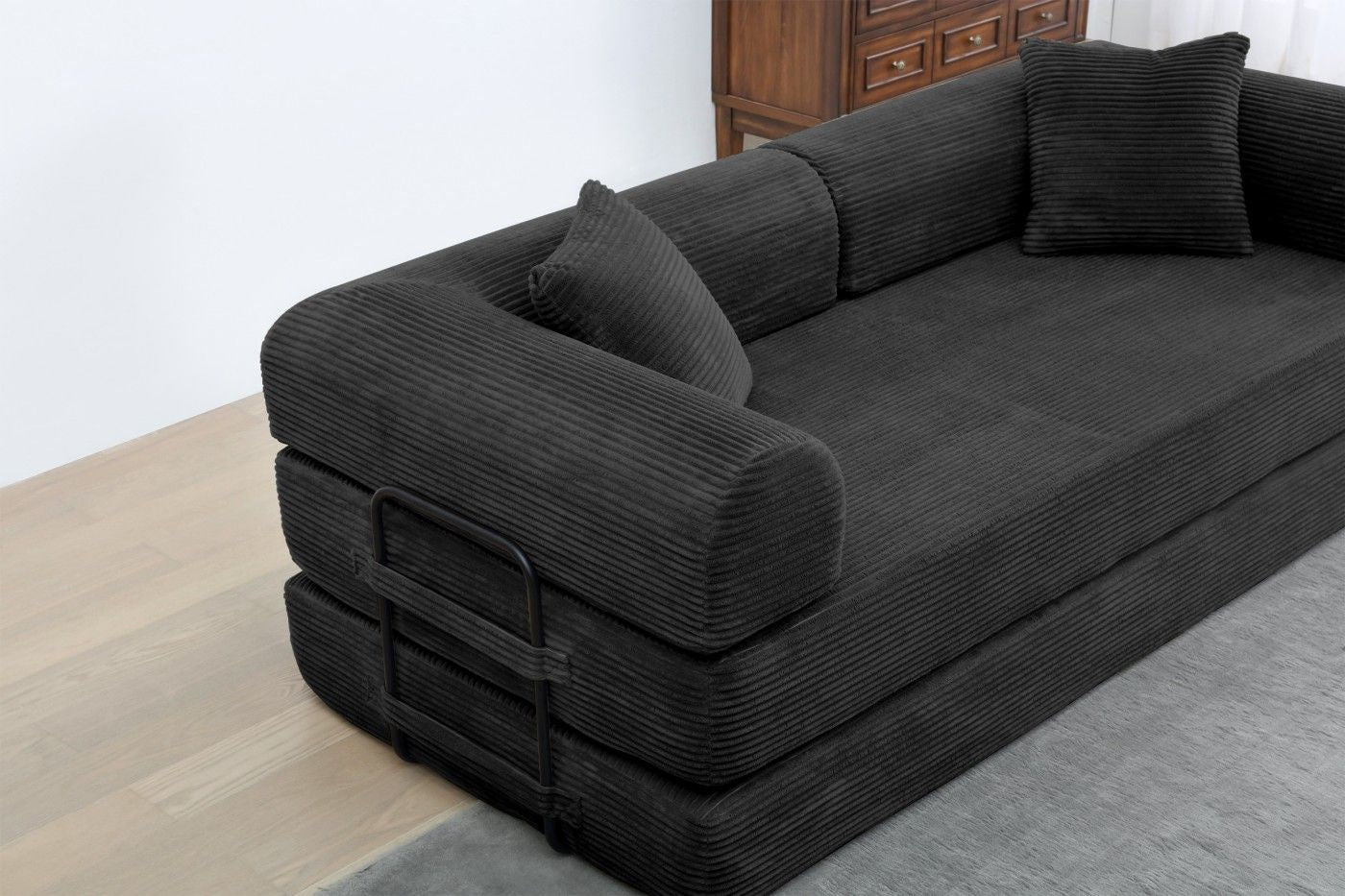 Foldable Sofa Bed, 77.9'' Folding Floor Couch, Compressed Convertable Sleeper Sofa, Memory Foam Couch with Pillow Back Support Armrest, 4-in-1 Futon Sofa Bed for Living Room, Army green - Renee Lane Company