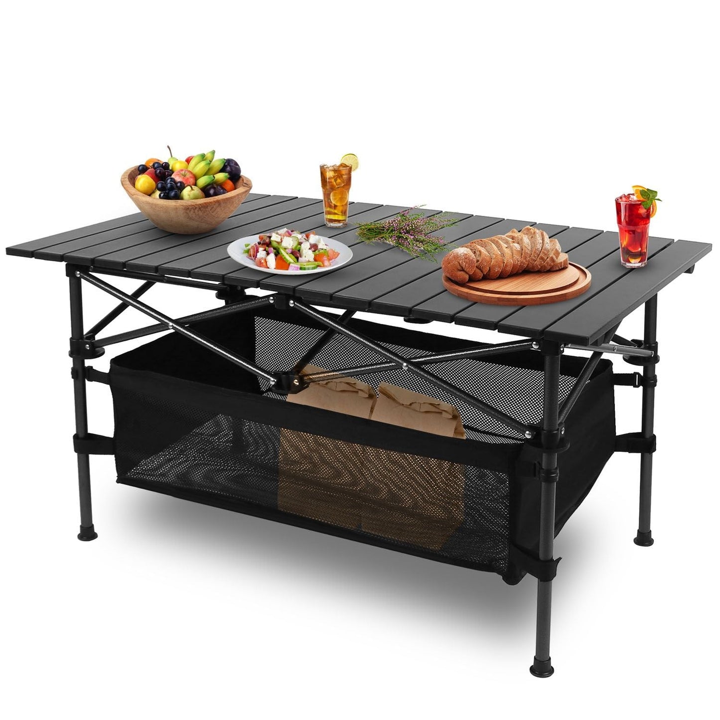 Folding Camping Table Portable Lightweight Aluminum Roll-up Picnic BBQ Desk with Carrying Bag Heavy Duty Outdoor Beach Backyard Party Patio - Renee Lane Company