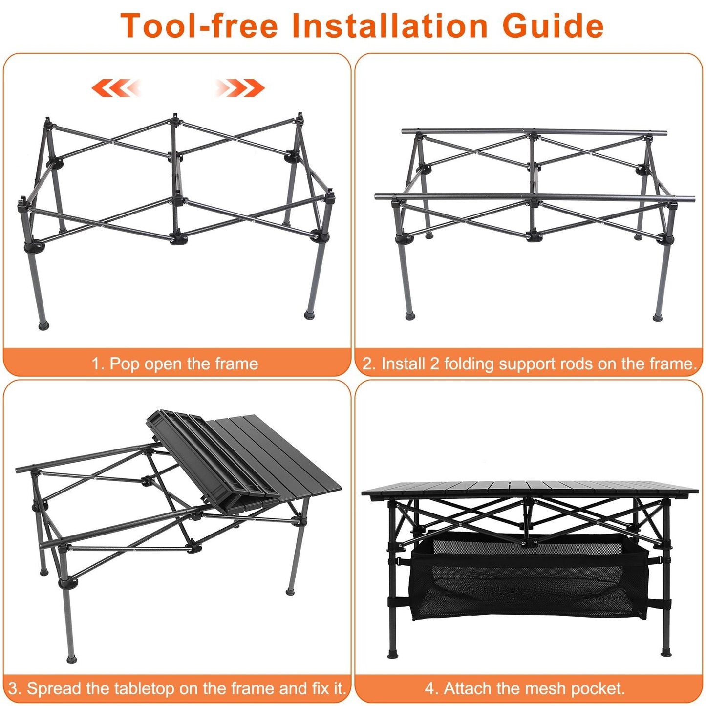 Folding Camping Table Portable Lightweight Aluminum Roll-up Picnic BBQ Desk with Carrying Bag Heavy Duty Outdoor Beach Backyard Party Patio - Renee Lane Company