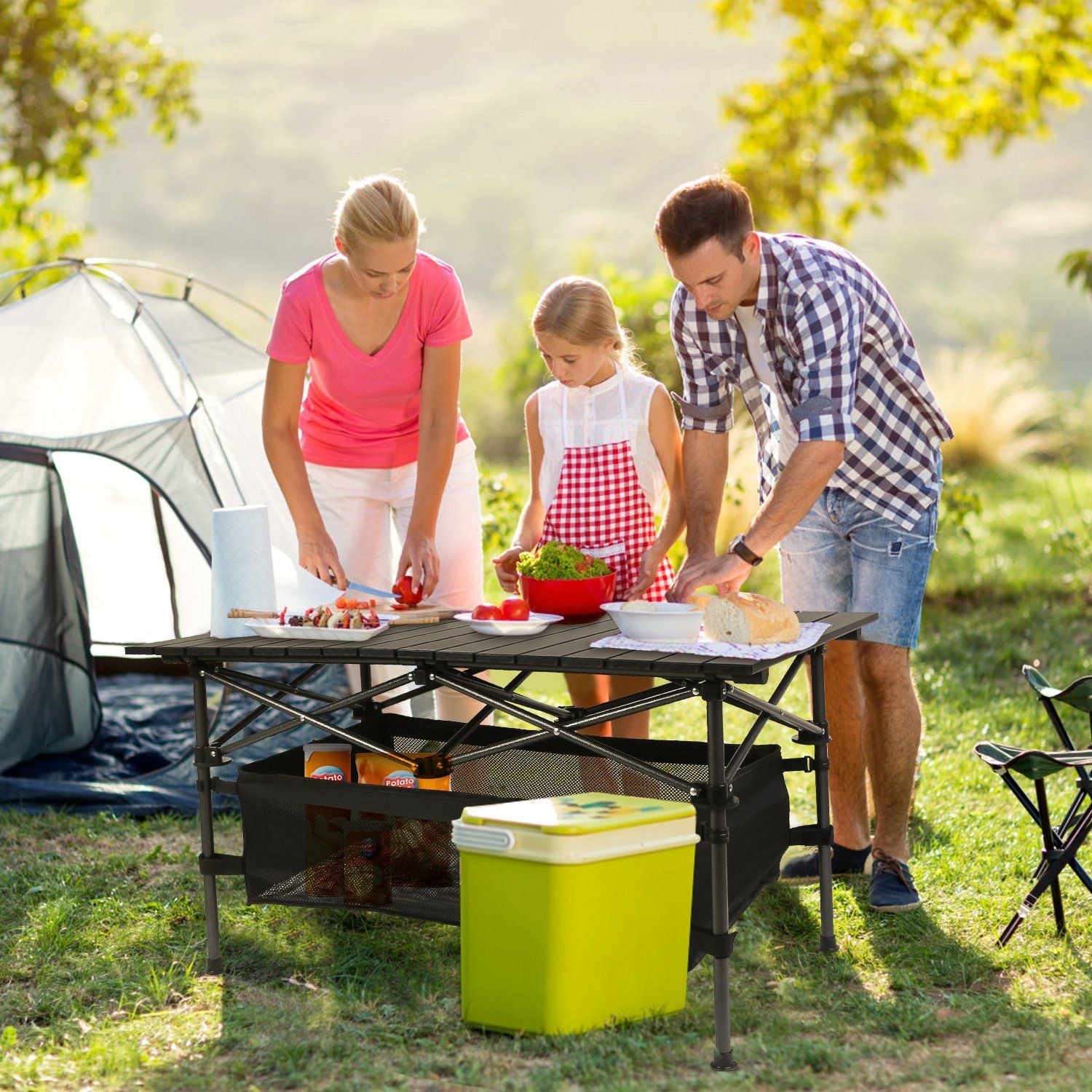 Folding Camping Table Portable Lightweight Aluminum Roll-up Picnic BBQ Desk with Carrying Bag Heavy Duty Outdoor Beach Backyard Party Patio - Renee Lane Company