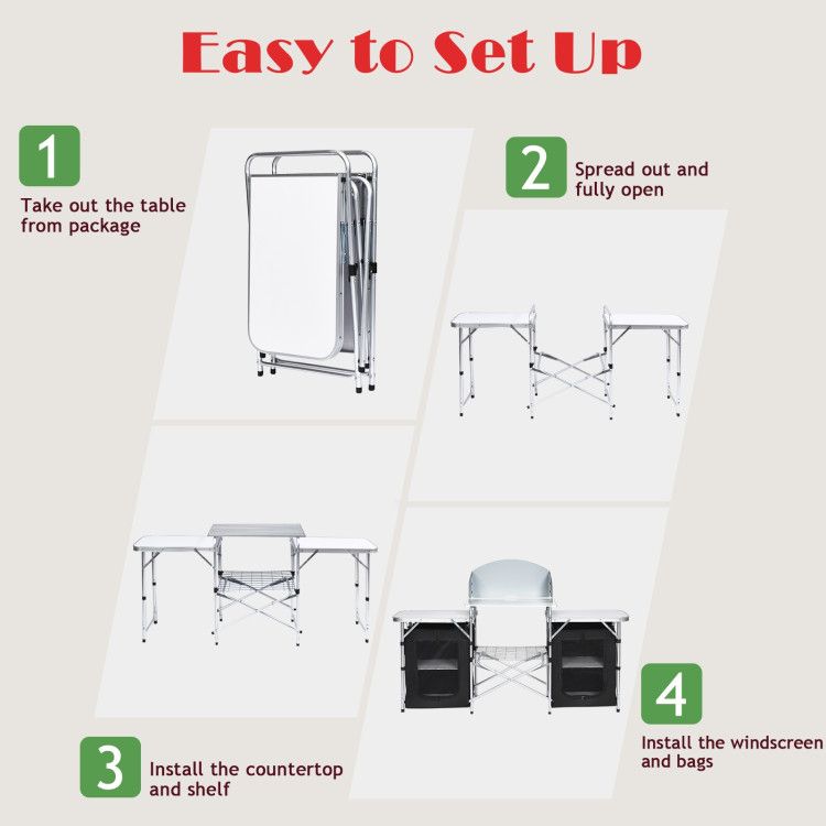 Folding Camping Table with Storage Organizer - Renee Lane Company