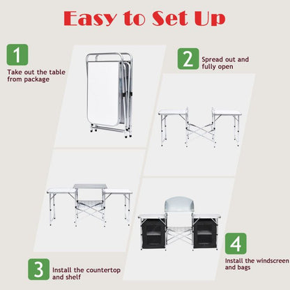 Folding Camping Table with Storage Organizer - Renee Lane Company