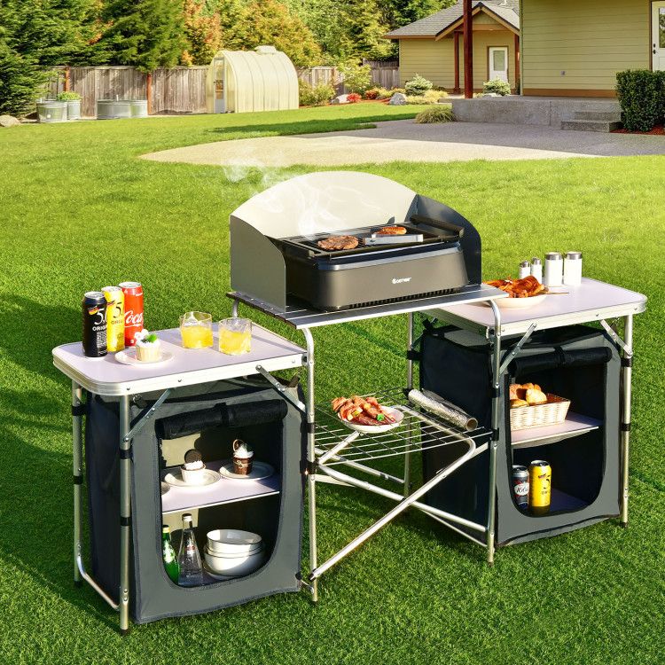 Folding Camping Table with Storage Organizer - Renee Lane Company