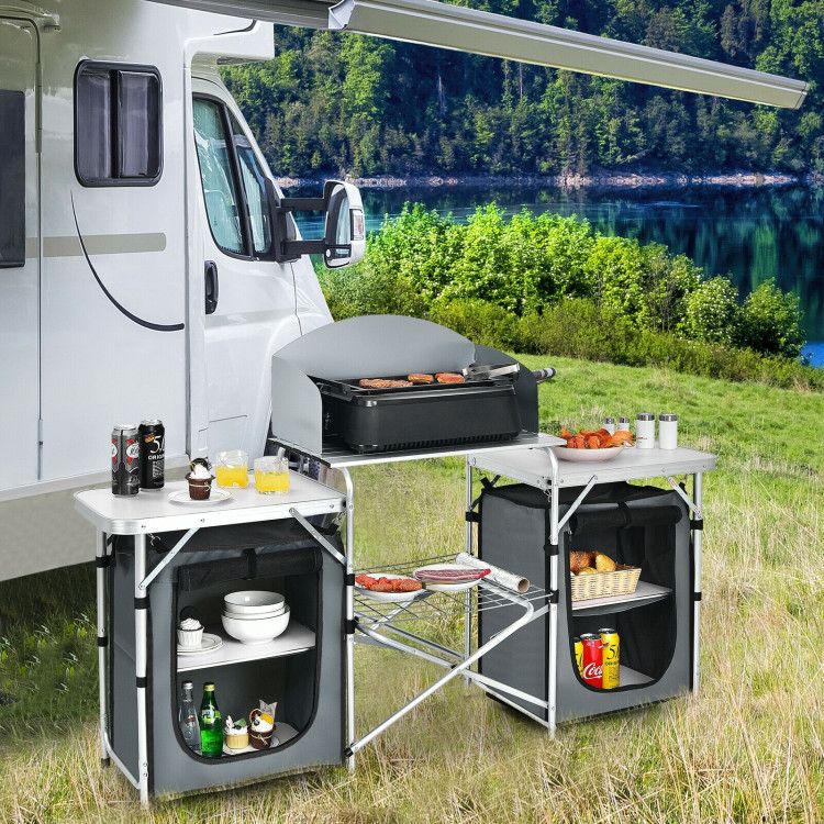 Folding Camping Table with Storage Organizer - Renee Lane Company
