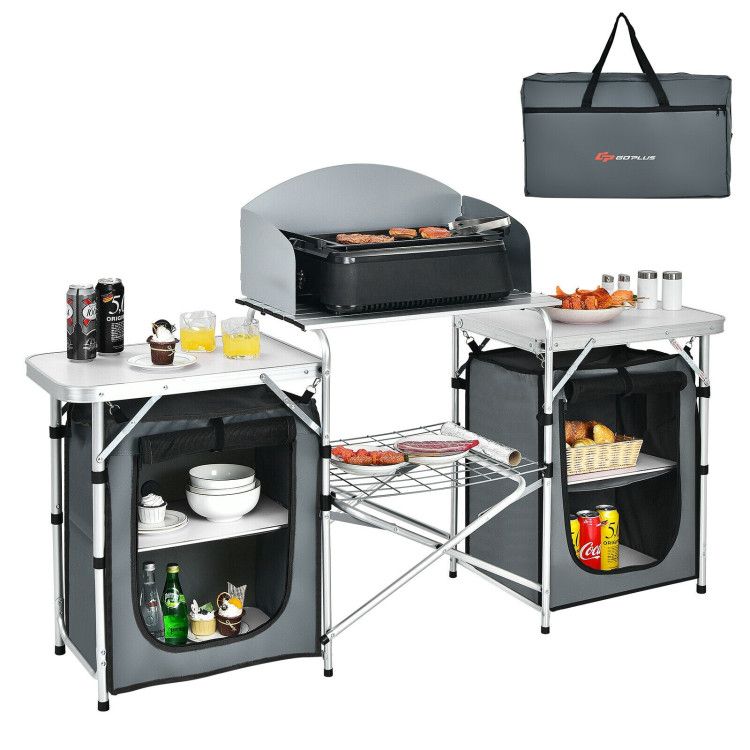 Folding Camping Table with Storage Organizer - Renee Lane Company