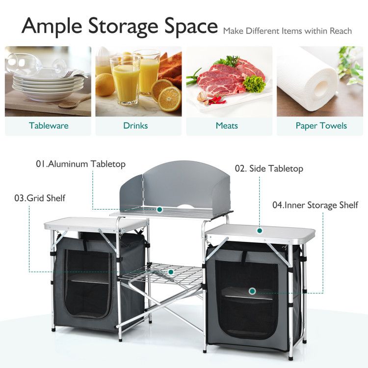 Folding Camping Table with Storage Organizer - Renee Lane Company