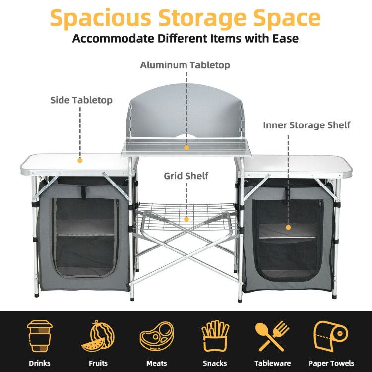 Folding Camping Table with Storage Organizer - Renee Lane Company