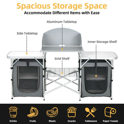 Folding Camping Table with Storage Organizer - Renee Lane Company
