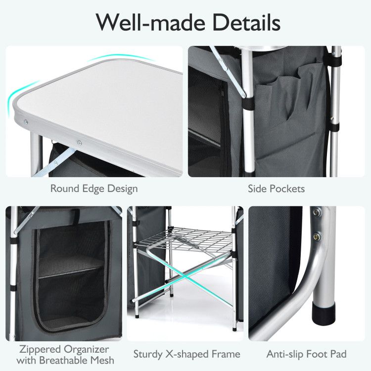 Folding Camping Table with Storage Organizer - Renee Lane Company