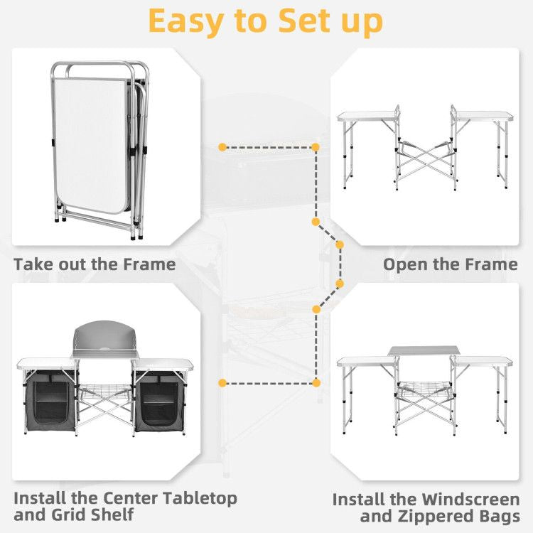 Folding Camping Table with Storage Organizer - Renee Lane Company