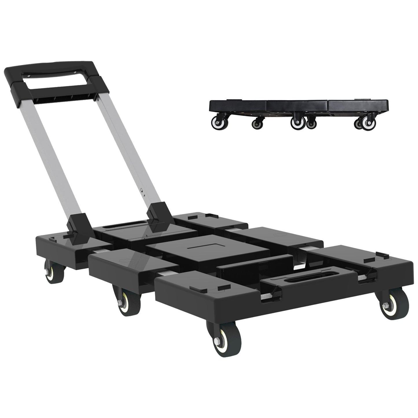 Folding Hand Truck 330lbs, Portable Heavy Duty Dolly Cart, 6 Wheels Collapsible Luggage Cart with 1 Elastic Ropes - Compact Trolley Cart for Easy Moving - Renee Lane Company
