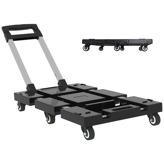 Folding Hand Truck 330lbs, Portable Heavy Duty Dolly Cart, 6 Wheels Collapsible Luggage Cart with 1 Elastic Ropes - Compact Trolley Cart for Easy Moving - Renee Lane Company