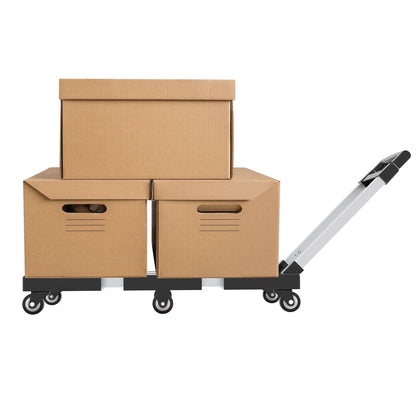 Folding Hand Truck 330lbs, Portable Heavy Duty Dolly Cart, 6 Wheels Collapsible Luggage Cart with 1 Elastic Ropes - Compact Trolley Cart for Easy Moving - Renee Lane Company