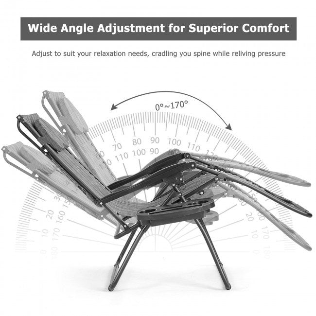 Folding Recliner Lounge Chair with Shade Canopy Cup Holder - Renee Lane Company