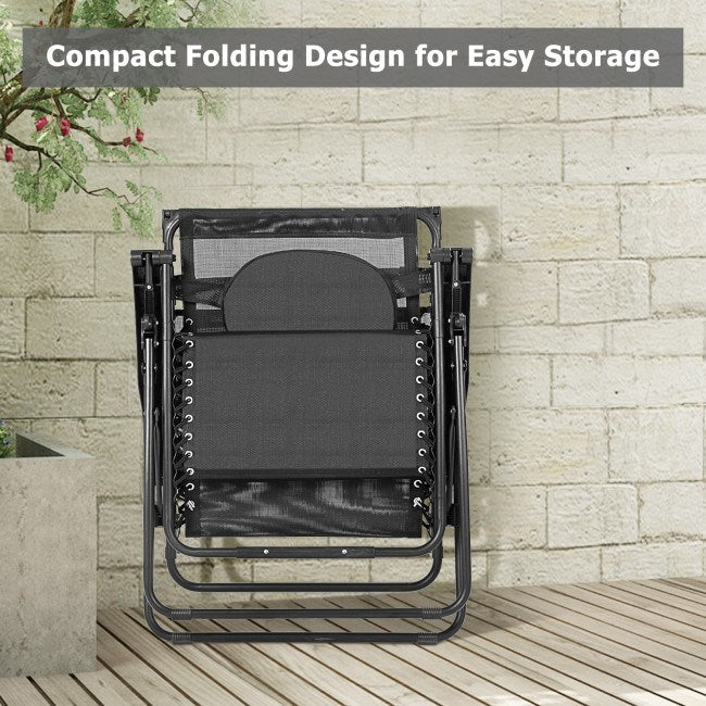 Folding Recliner Lounge Chair with Shade Canopy Cup Holder - Renee Lane Company