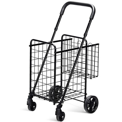 Folding Shopping Basket Rolling Trolley with Adjustable Handle - Renee Lane Company