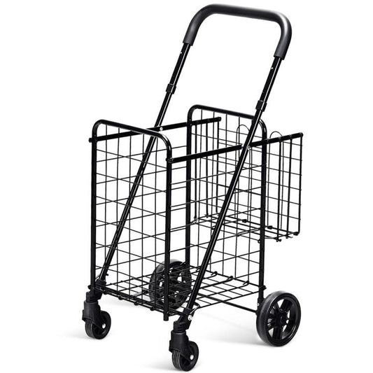 Folding Shopping Basket Rolling Trolley with Adjustable Handle - Renee Lane Company