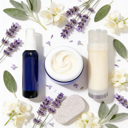 Foot Care Bundle – Lavender Jasmine Foot Butter, Cracked Heel Balm, Cooling Spray & Pumice Scrubber - Renee Lane Company