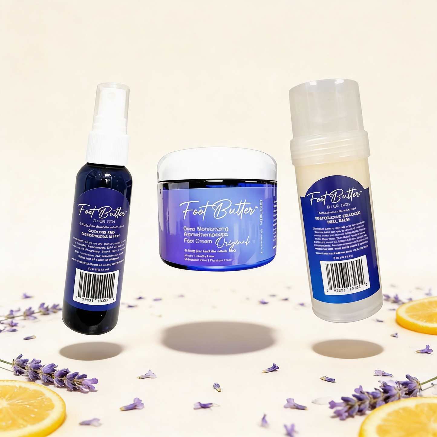 Foot Care Bundle – Lavender Jasmine Foot Butter, Cracked Heel Balm, Cooling Spray & Pumice Scrubber - Renee Lane Company