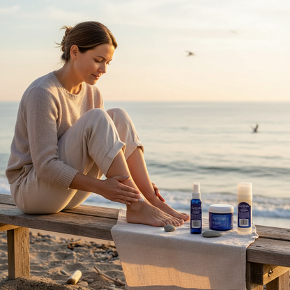 Foot Care Bundle – Lavender Jasmine Foot Butter, Cracked Heel Balm, Cooling Spray & Pumice Scrubber - Renee Lane Company