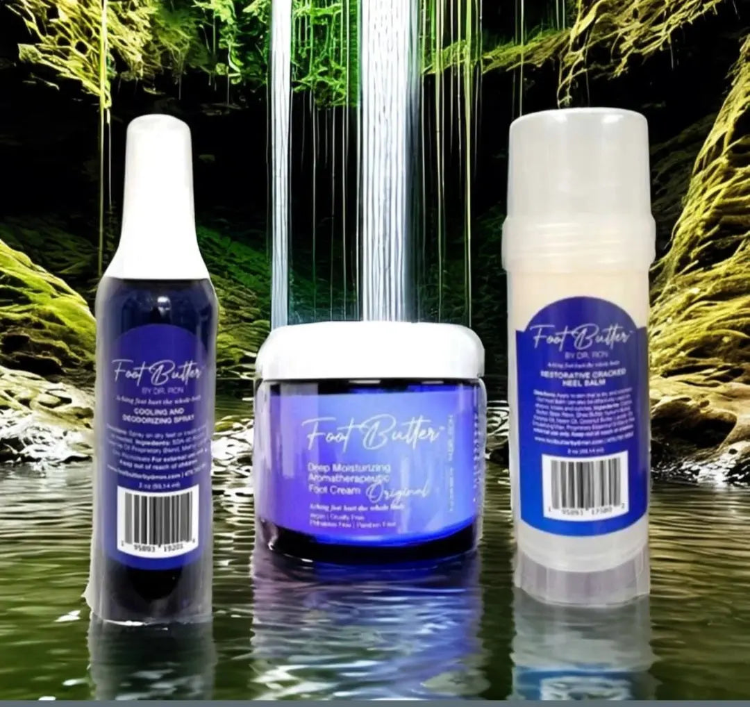 Foot Care Bundle – Lavender Jasmine Foot Butter, Cracked Heel Balm, Cooling Spray & Pumice Scrubber - Renee Lane Company