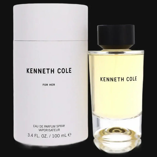 Women's eau de parfum spray bottle with black cap and frosted glass, with box