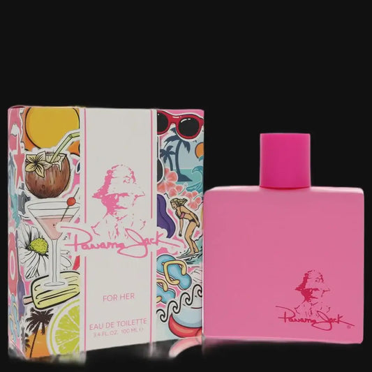 Panama Jack For Her women's perfume: pink bottle and outer box with brand logo