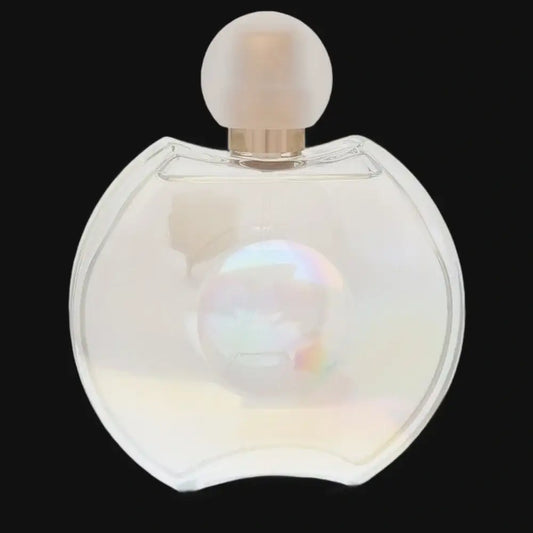 Forever Elizabeth eau de parfum bottle, round clear glass with gold cap
