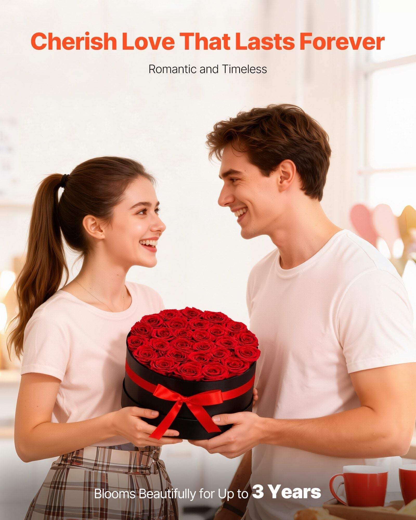 Forever Flowers, 27 Preserved Roses in a Box, Eternal Flowers Immortal Bouquet Birthday Present for Delivery Prime Women Her Wife Mothers, Anniversary, Valentine's Day,Christmas, Red - Renee Lane Company