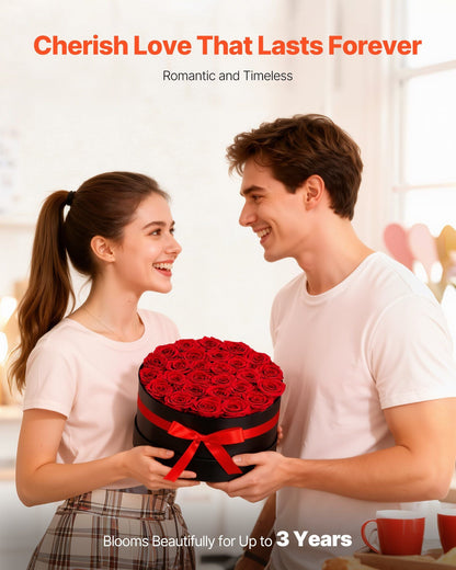 Forever Flowers, 27 Preserved Roses in a Box, Eternal Flowers Immortal Bouquet Birthday Present for Delivery Prime Women Her Wife Mothers, Anniversary, Valentine's Day,Christmas, Red - Renee Lane Company