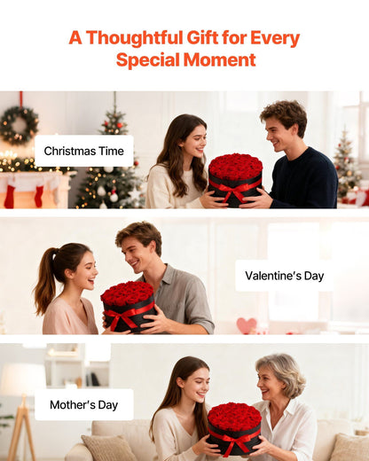 Forever Flowers, 27 Preserved Roses in a Box, Eternal Flowers Immortal Bouquet Birthday Present for Delivery Prime Women Her Wife Mothers, Anniversary, Valentine's Day,Christmas, Red - Renee Lane Company