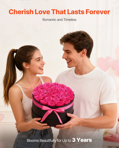 Forever Flowers, 27 Preserved Roses in a Box, Eternal Flowers Immortal Bouquet Birthday Present for Delivery Prime Women Her Wife Mothers, Anniversary, Valentine's Day,Christmas, Rose Red - Renee Lane Company