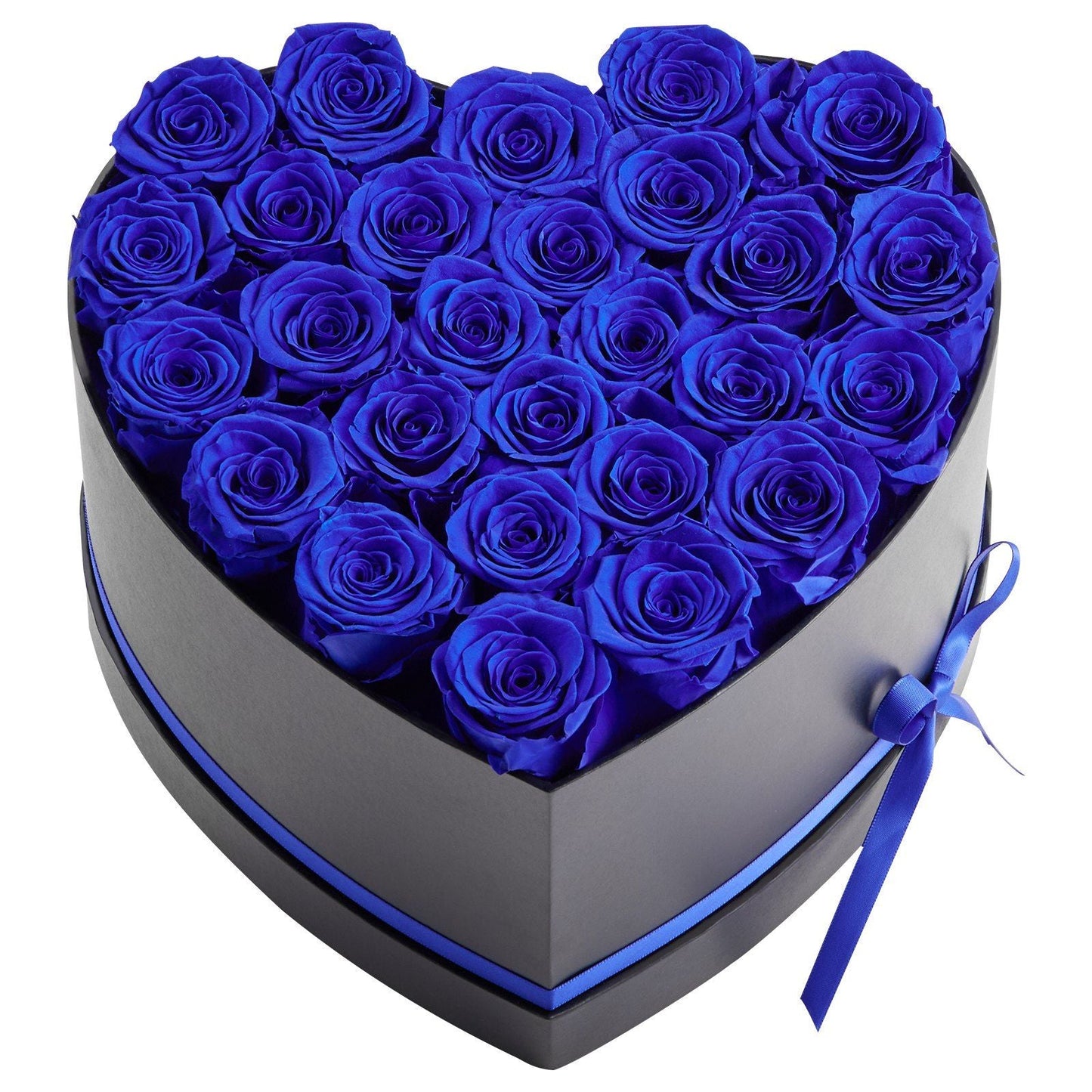 Forever Flowers, 27 Preserved Roses in a Heart Shape Box, Eternal Flowers Immortal Bouquet Birthday Present for Women Her Wife Mothers, Anniversary, Valentine's Day,Christmas, Royal Blue - Renee Lane Company