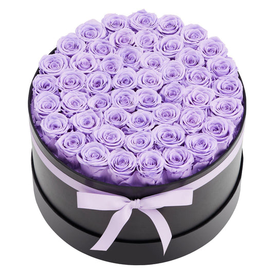 Forever Flowers, 50 Preserved Roses in a Box, Eternal Flowers Immortal Bouquet Birthday Present for Women Her Wife Mothers, Anniversary, Valentine's Day,Christmas, Lavender Purple - Renee Lane Company