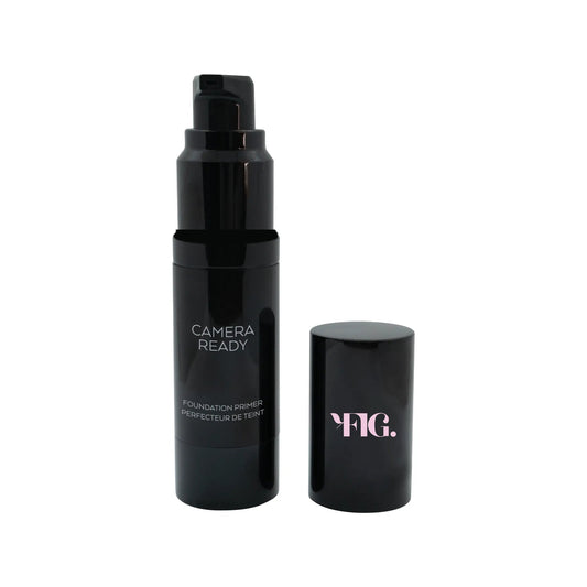 Clear foundation primer pump bottle with cap; black bottle