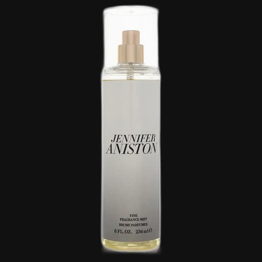 Fragrance mist bottle with gold spray cap, glass, Jennifer Aniston label