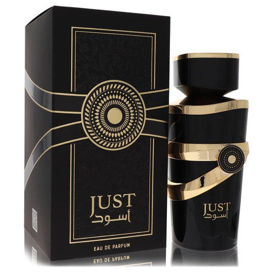 Just Aswad eau de parfum spray set, black bottle with gold band and box
