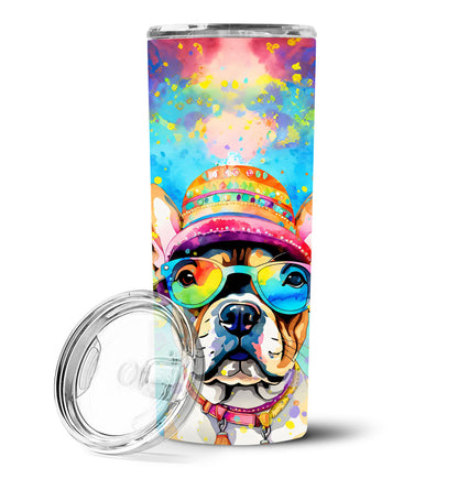 French Bulldog Hippie Dawg Stainless Steel Skinny Tumbler Vacuum Double Walled Reusable Insulated Tumbler Travel Cup for Coffee Cocktails Gift with Lid, 20 oz - Renee Lane Company