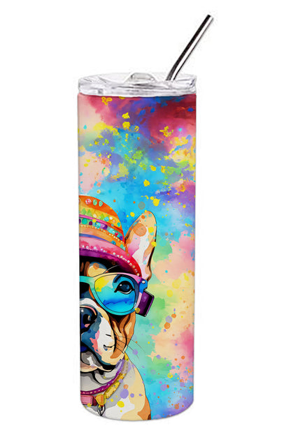 French Bulldog Hippie Dawg Stainless Steel Skinny Tumbler Vacuum Double Walled Reusable Insulated Tumbler Travel Cup for Coffee Cocktails Gift with Lid, 20 oz - Renee Lane Company