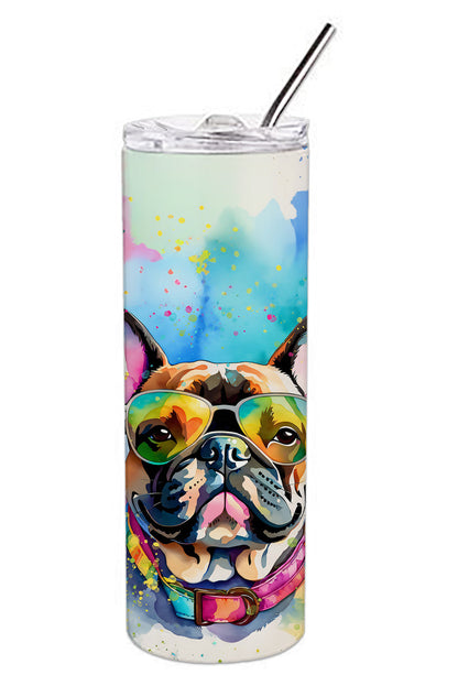 French Bulldog Hippie Dawg Stainless Steel Skinny Tumbler Vacuum Double Walled Reusable Insulated Tumbler Travel Cup for Coffee Cocktails Gift with Lid, 20 oz - Renee Lane Company