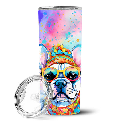French Bulldog Hippie Dawg Stainless Steel Skinny Tumbler Vacuum Double Walled Reusable Insulated Tumbler Travel Cup for Coffee Cocktails Gift with Lid, 20 oz - Renee Lane Company