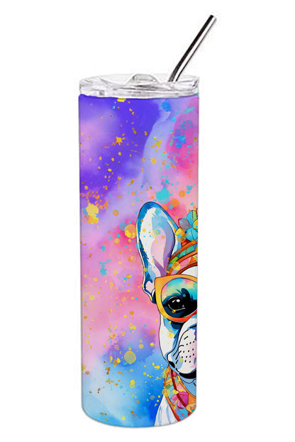 French Bulldog Hippie Dawg Stainless Steel Skinny Tumbler Vacuum Double Walled Reusable Insulated Tumbler Travel Cup for Coffee Cocktails Gift with Lid, 20 oz - Renee Lane Company