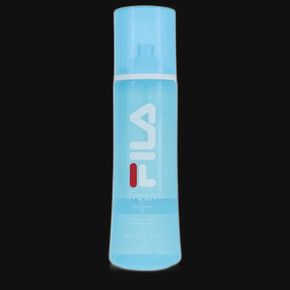 Fresh By Fila men's cologne bottle, light blue spray with white cap