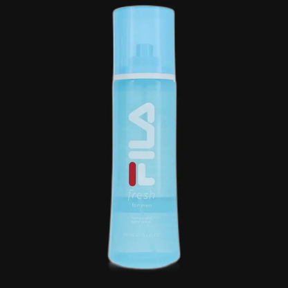 Fresh By Fila men's cologne bottle, light blue spray with white cap