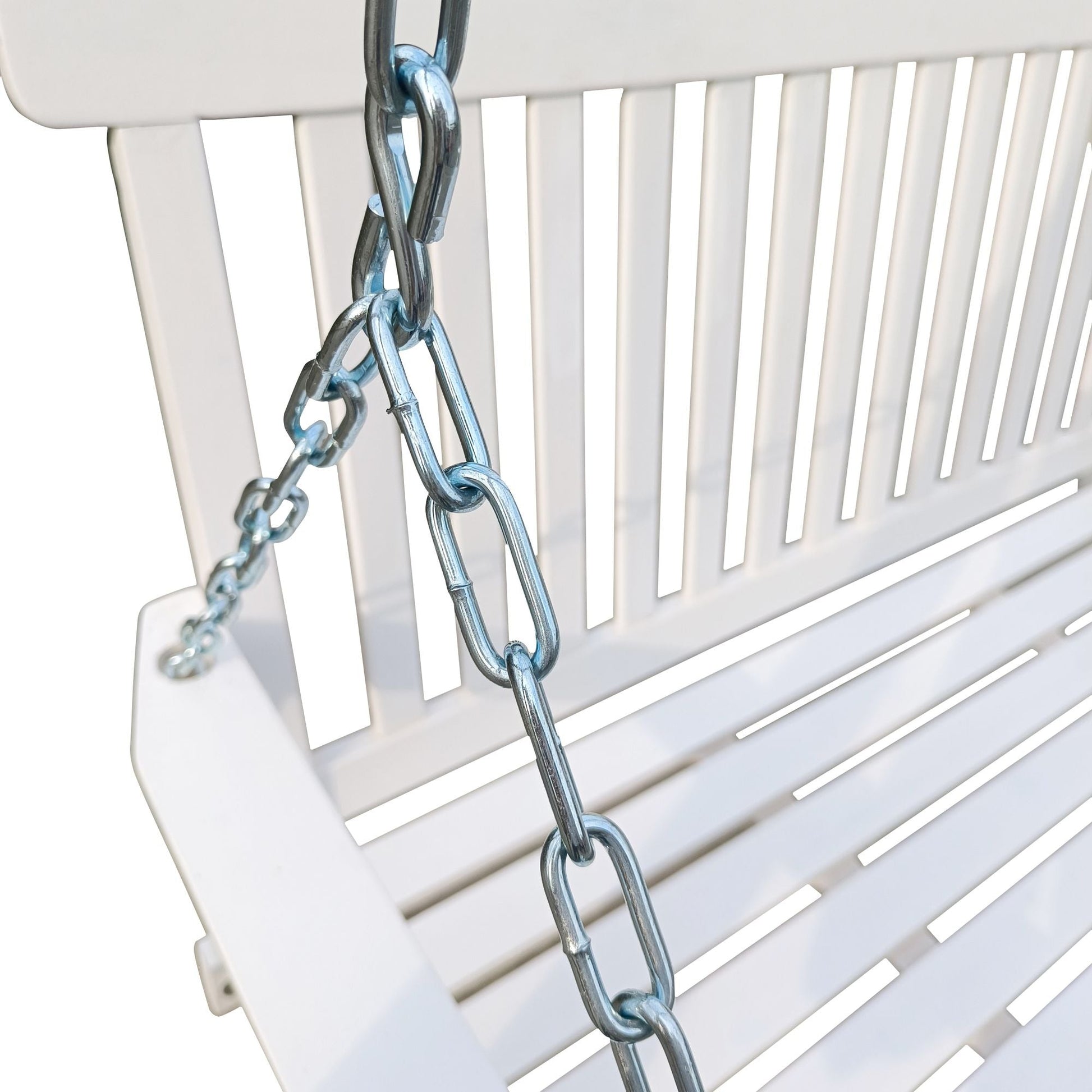 Front Porch Swing with Armrests;  Wood Bench Swing with Hanging Chains; for Outdoor Patio ; Garden Yard;  porch;  backyard;  or sunroom; Easy to Assemble; white - Renee Lane Company